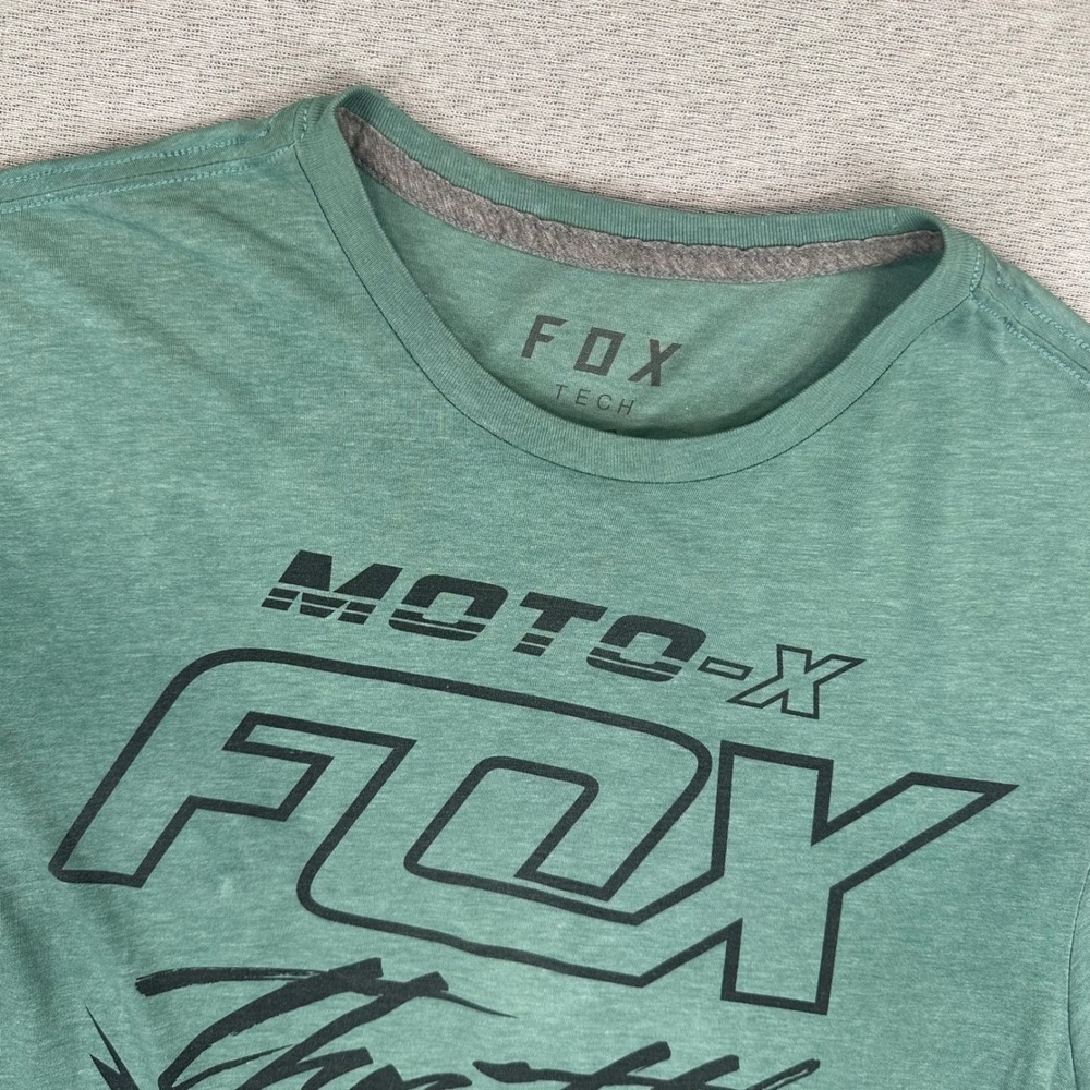 Fox Racing T-Shirt Mens Large L Green Tech Moto-X Throttle Team Fox Graphic